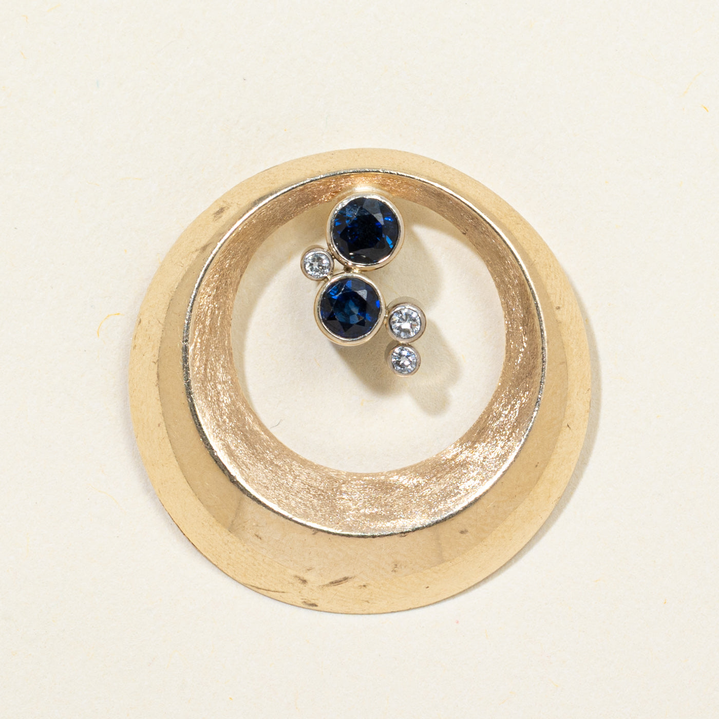 Bezel Set Sapphire & Diamond Circle Pendant | 0.51ctw, 0.04ctw