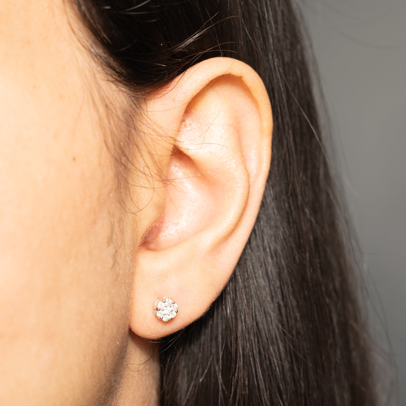 Diamond Round Cluster Stud Earrings | 0.24ctw