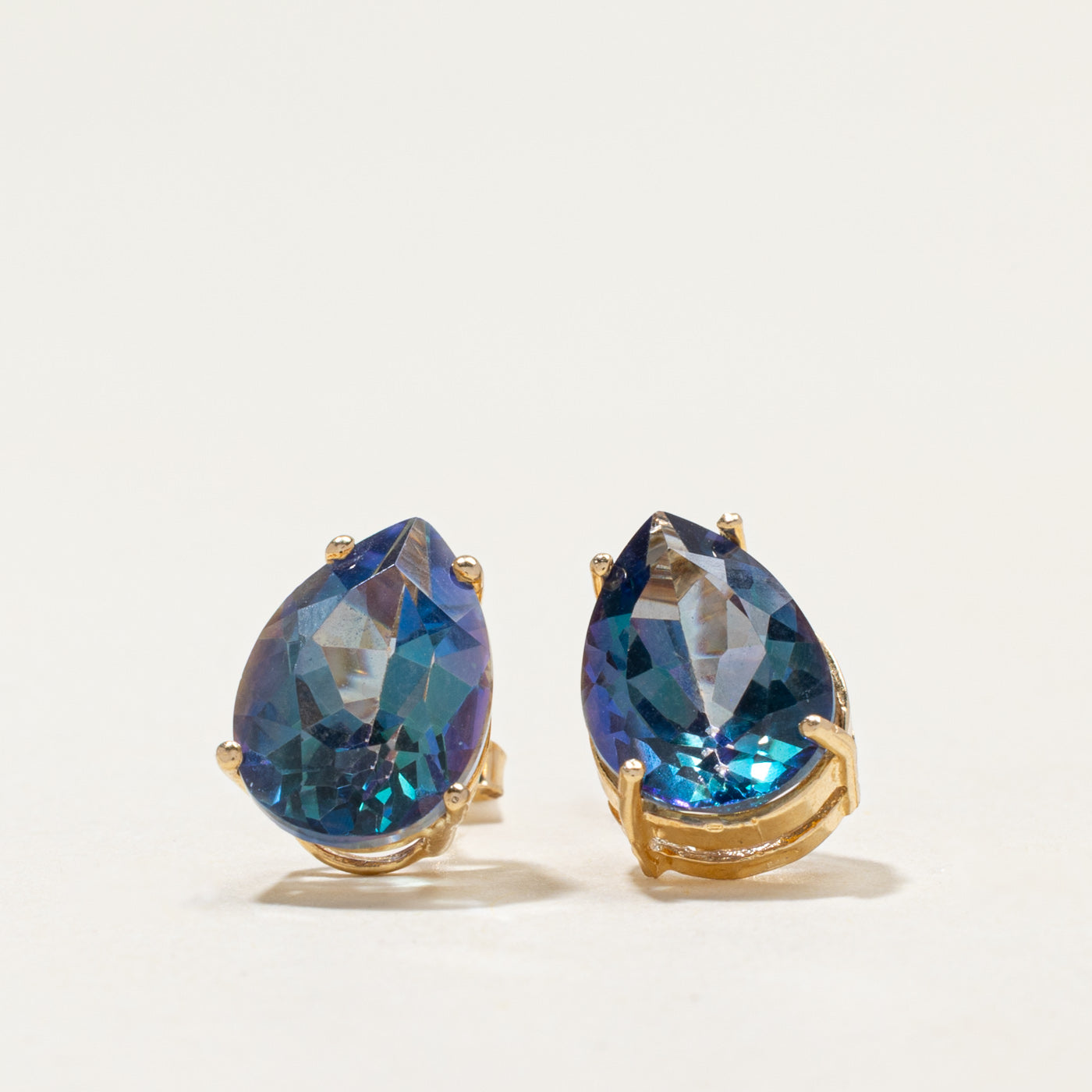 18k Pear Cut Mystic Topaz Stud Earrings | 7.00ctw