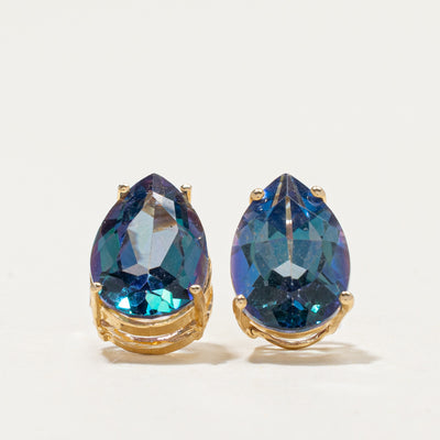 14k Pear Cut Mystic Topaz Stud Earrings | 8.00ctw