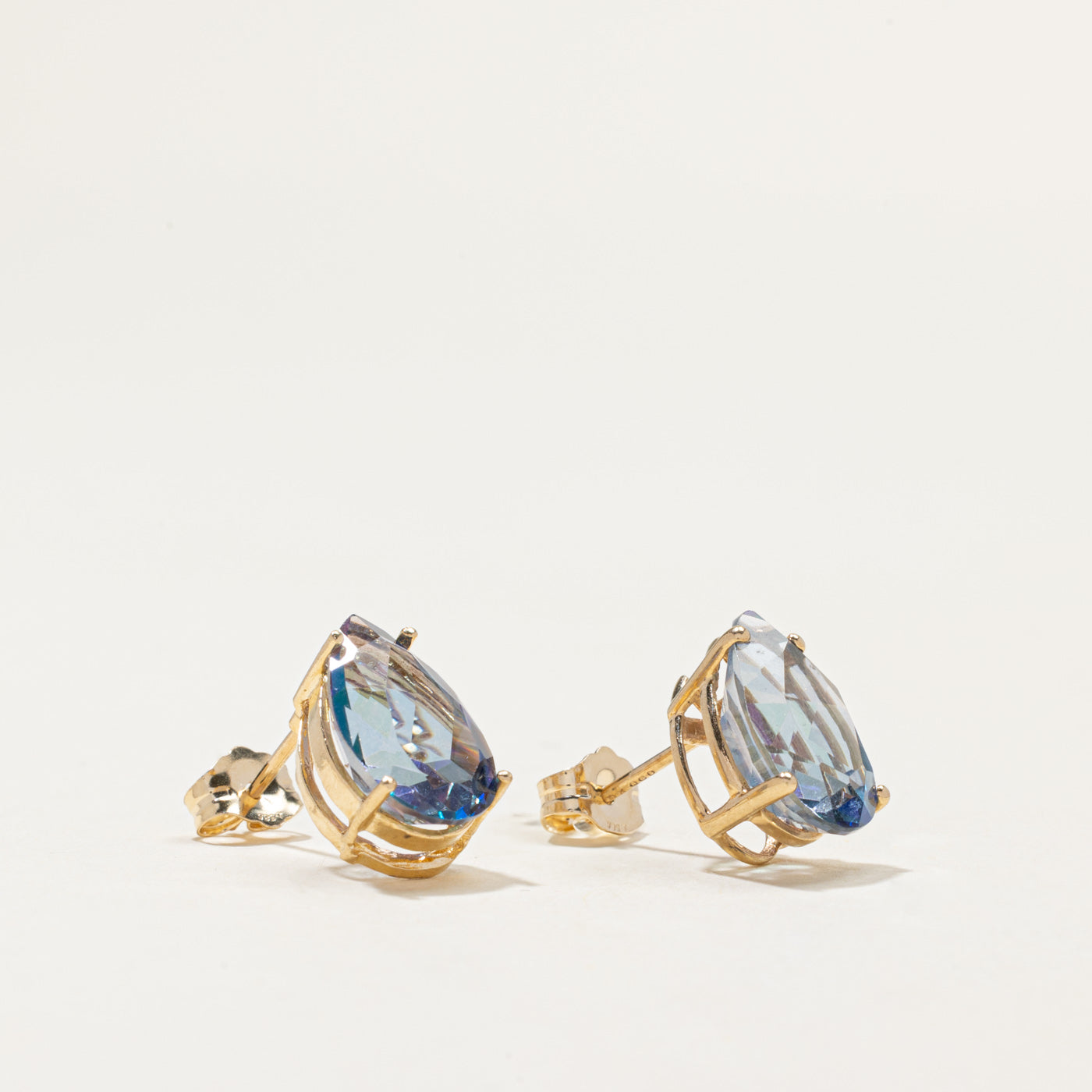 14k Pear Cut Mystic Topaz Stud Earrings | 8.00ctw