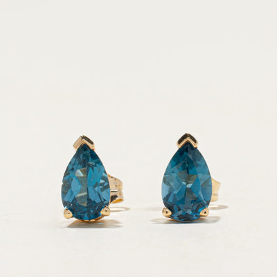 14k Pear Cut Synthetic Spinel Stud Earrings | 2.40ctw