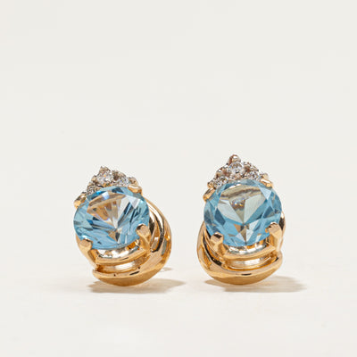 10k Synthetic Spinel & Natural Diamond Stud Earrings | 5.00ctw, 0.13ctw