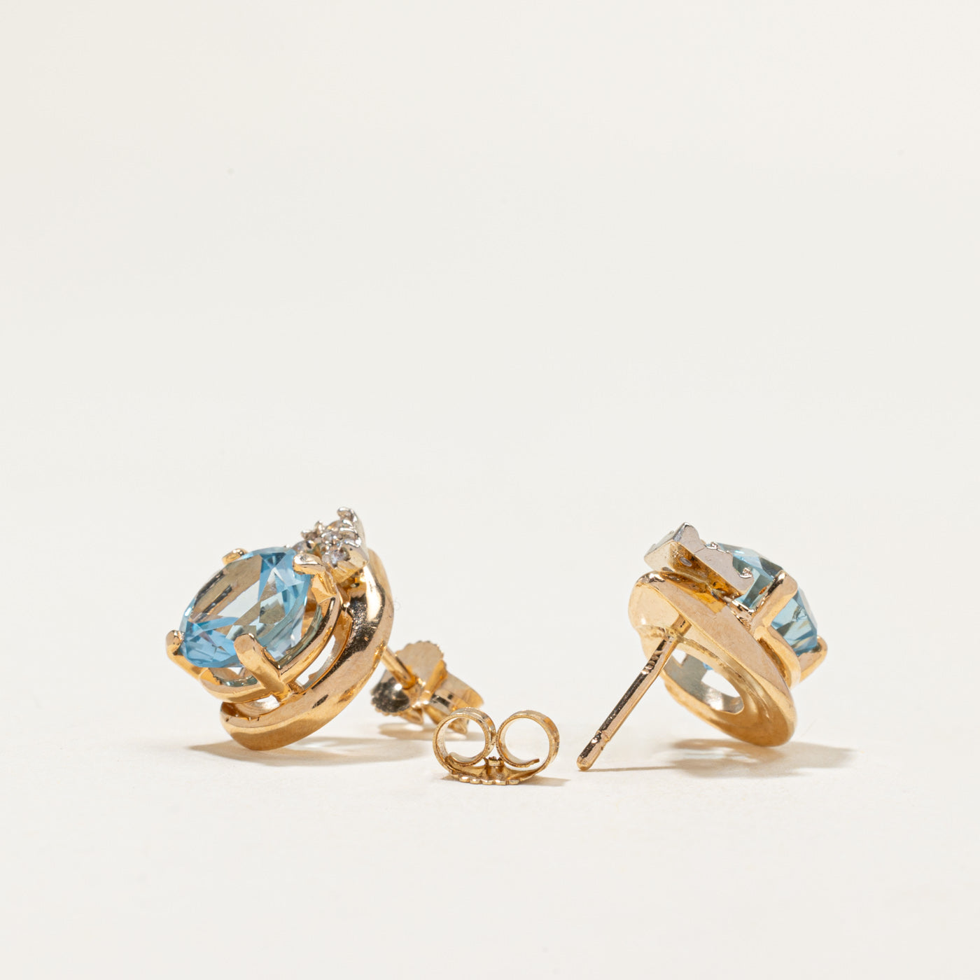 10k Synthetic Spinel & Natural Diamond Stud Earrings | 5.00ctw, 0.13ctw
