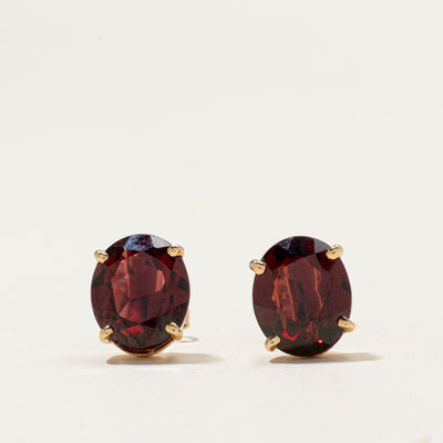 14k Oval Cut Garnet Stud Earrings | 8.40ctw