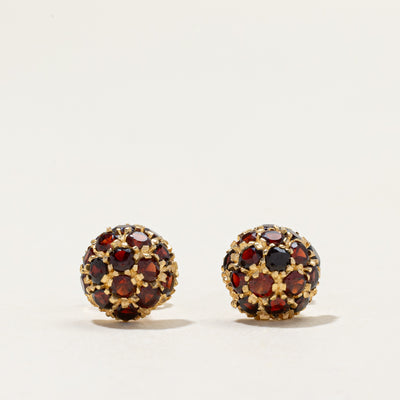 Garnet Cluster Stud Earrings | 2.80ctw