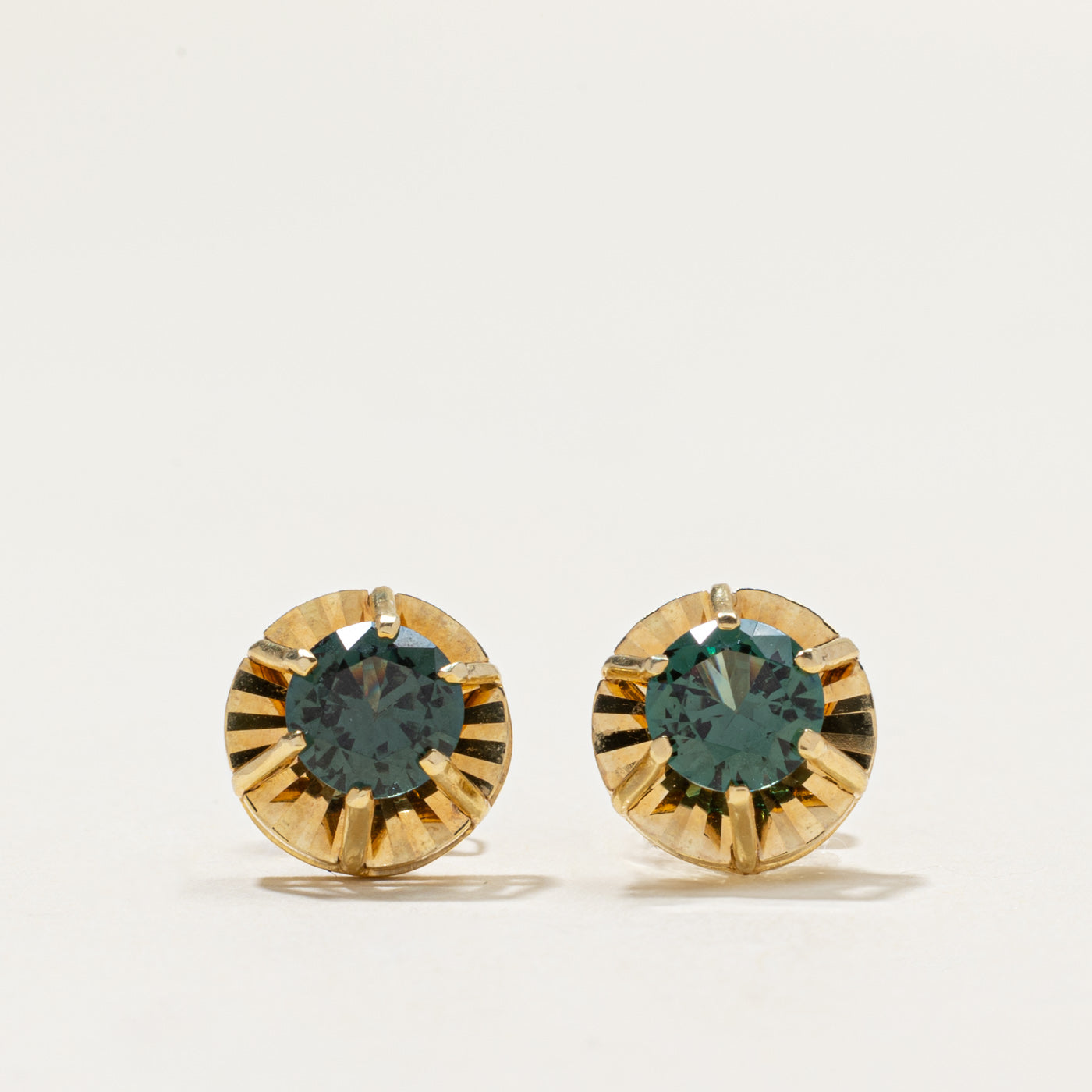 Synthetic Chrysoberyl Stud Earrings | 2.20ctw