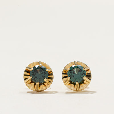 Synthetic Chrysoberyl Stud Earrings | 2.20ctw