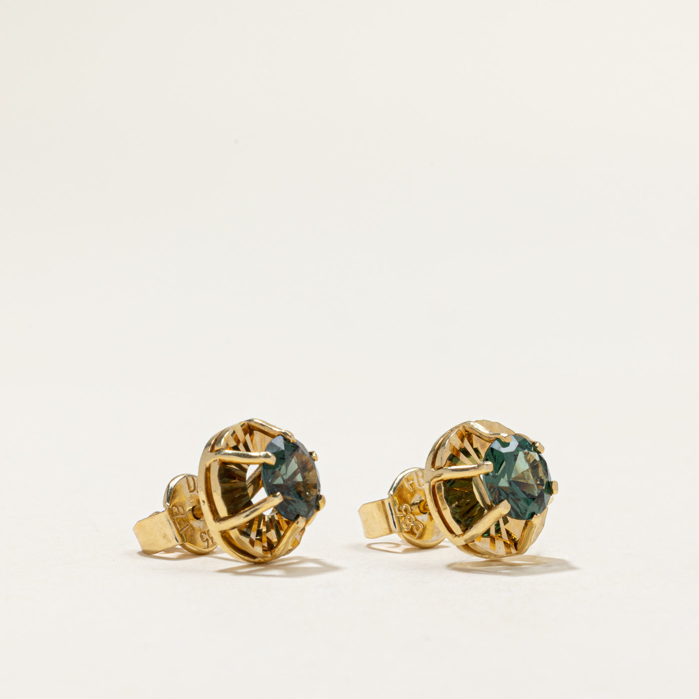 Synthetic Chrysoberyl Stud Earrings | 2.20ctw