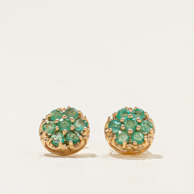 Emerald Round Cluster Stud Earrings | 0.35ctw