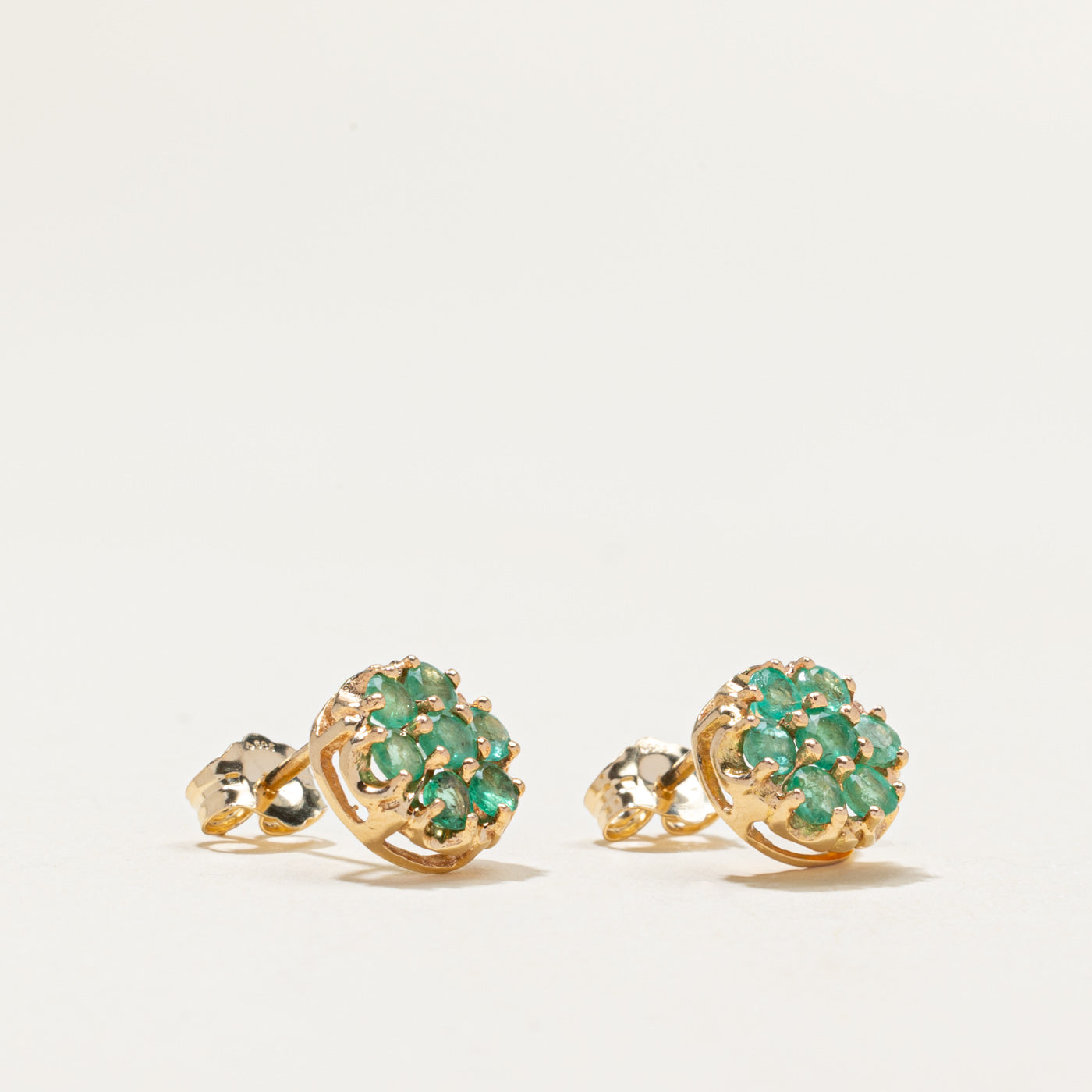 Emerald Round Cluster Stud Earrings | 0.35ctw