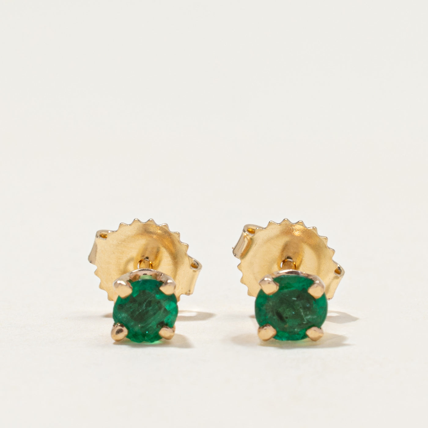 14k Round Cut Emerald Stud Earrings | 0.66ctw