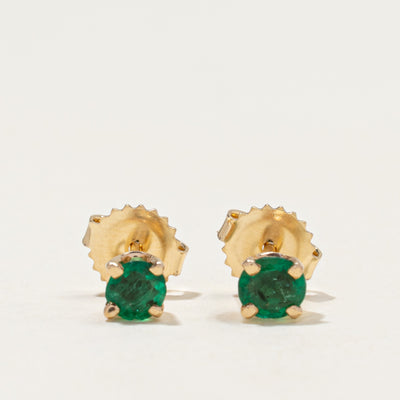 14k Round Cut Emerald Stud Earrings | 0.66ctw