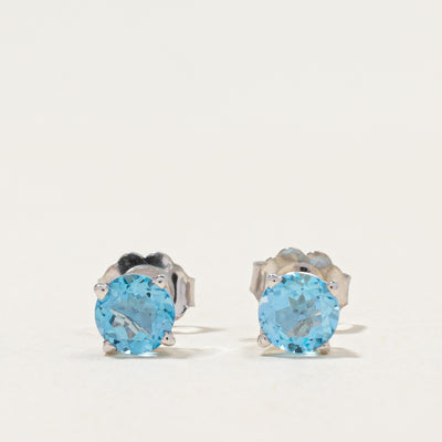 14k Solitaire Topaz Stud Earrings | 1.00ctw