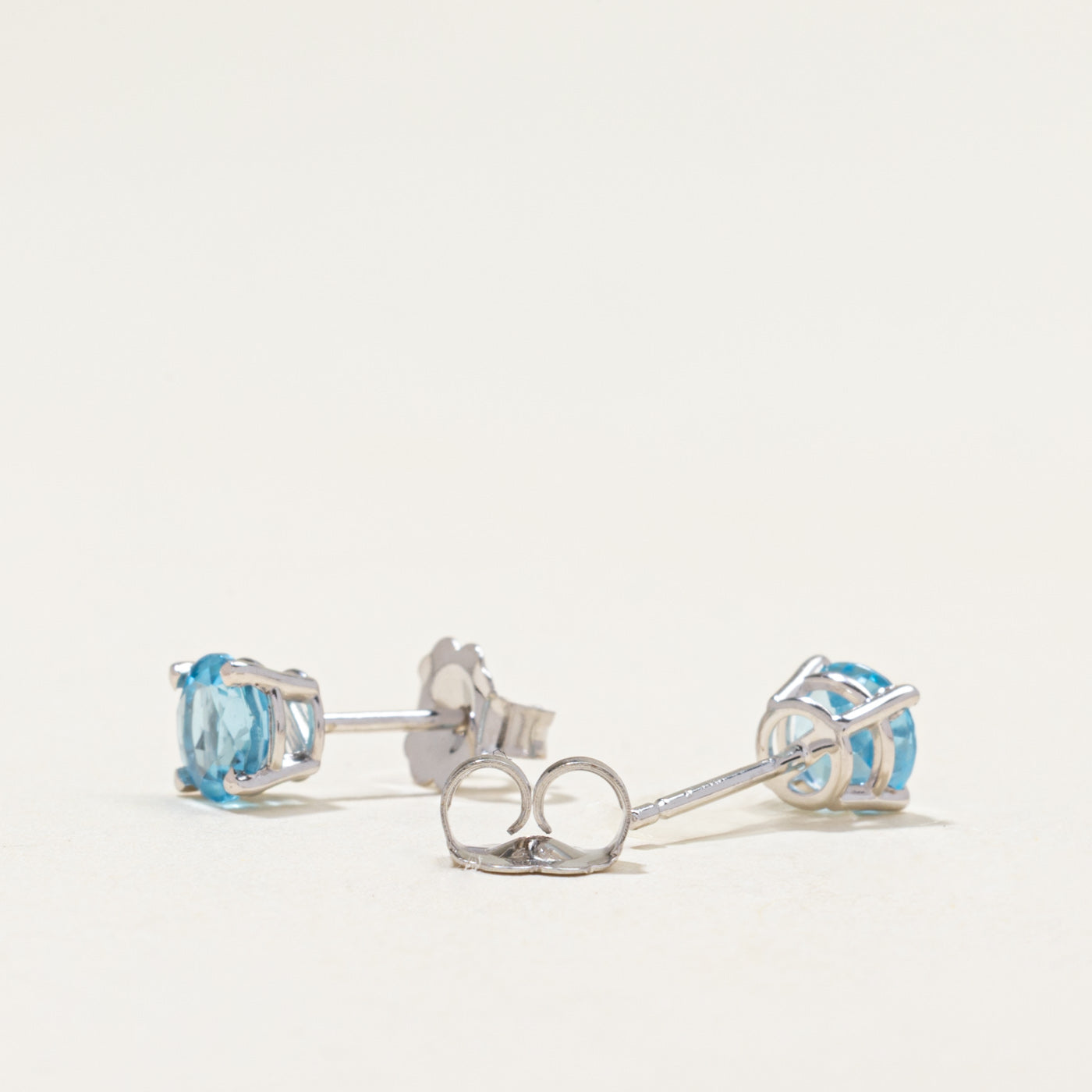 14k Solitaire Topaz Stud Earrings | 1.00ctw