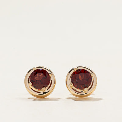 14k Solitaire Garnet Stud Earrings | 2.40ctw