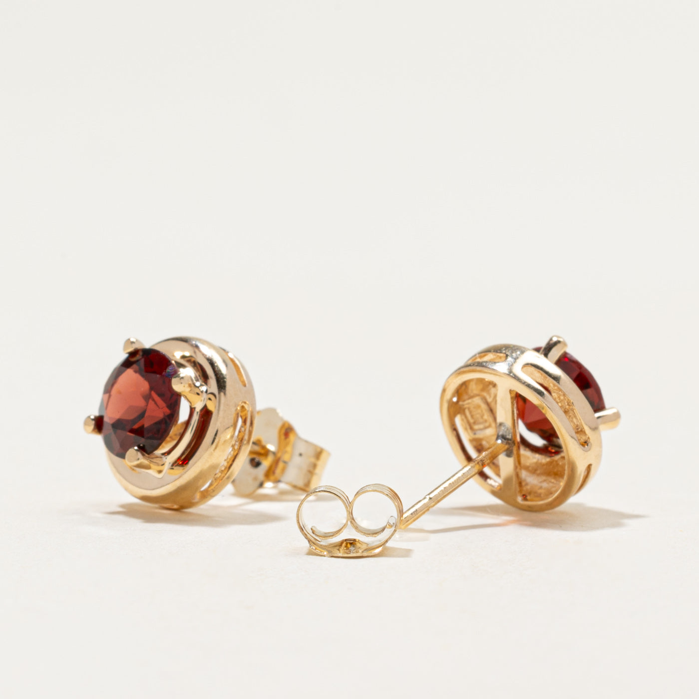 14k Solitaire Garnet Stud Earrings | 2.40ctw