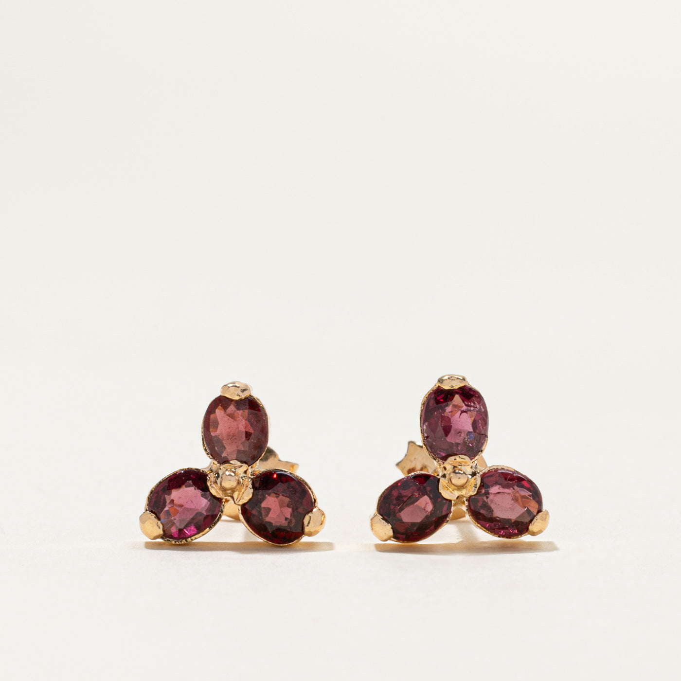 15k Garnet Cluster Stud Earrings | 2.20ctw