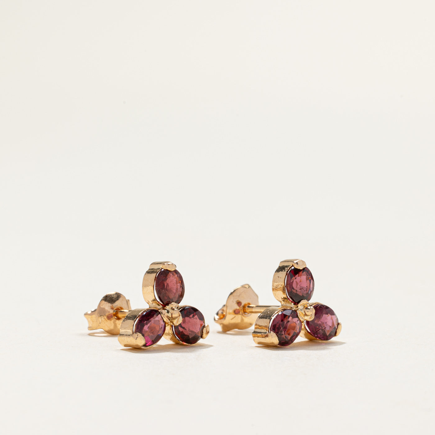 15k Garnet Cluster Stud Earrings | 2.20ctw