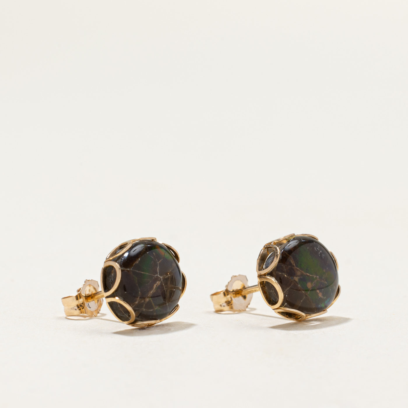 14k Ammolite Stud Earrings | 2.40ctw