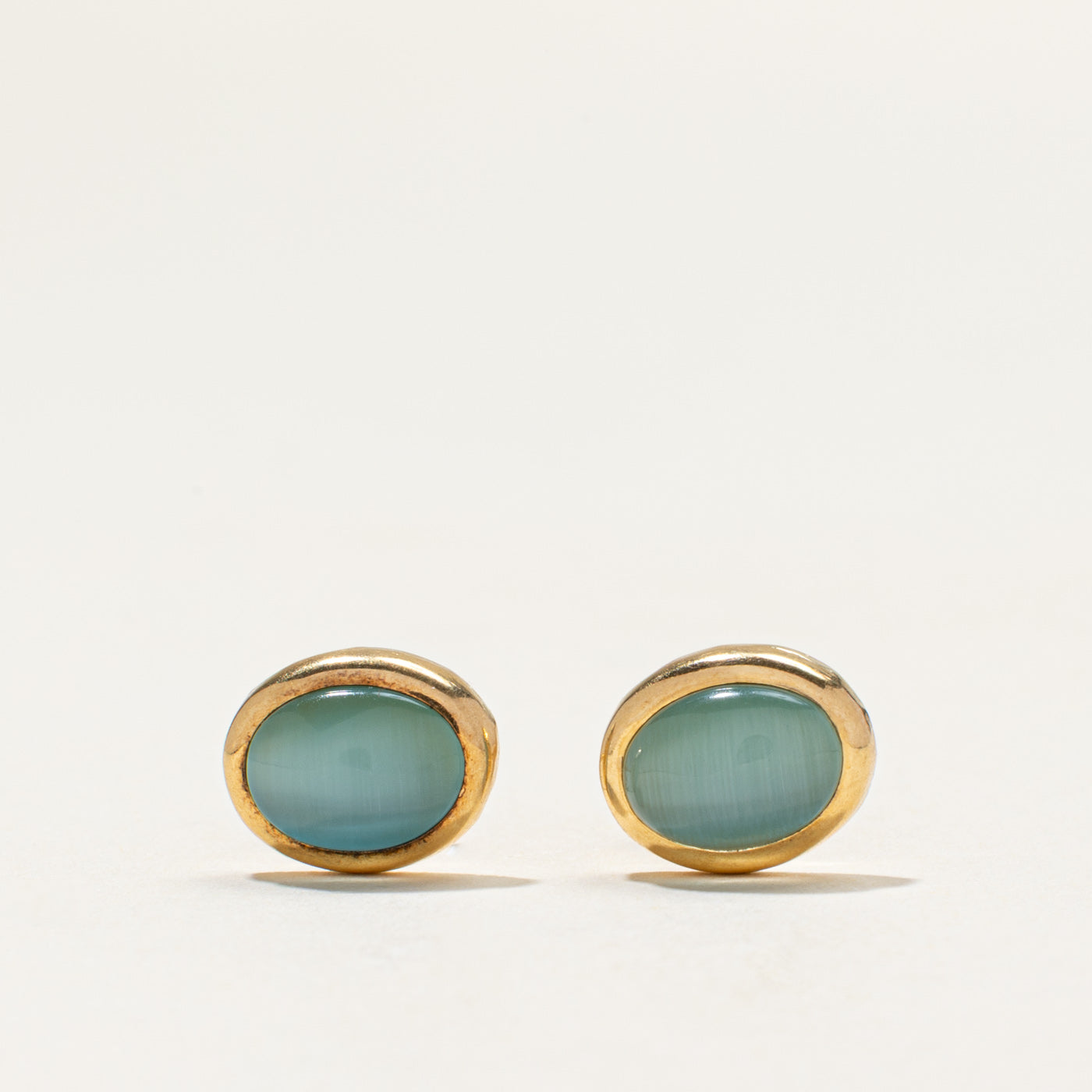 Bezel Set Cats Eye Quartz Stud Earrings | 2.60ctw