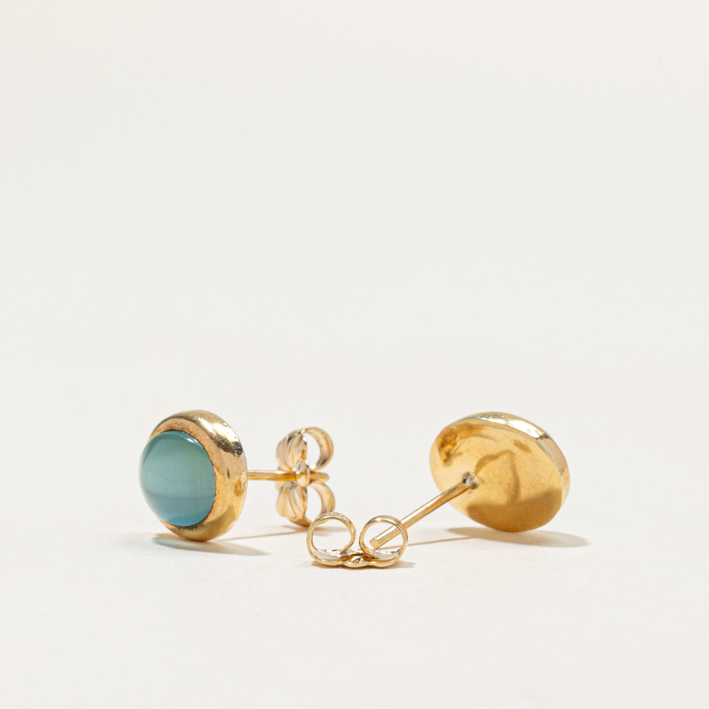 Bezel Set Cats Eye Quartz Stud Earrings | 2.60ctw