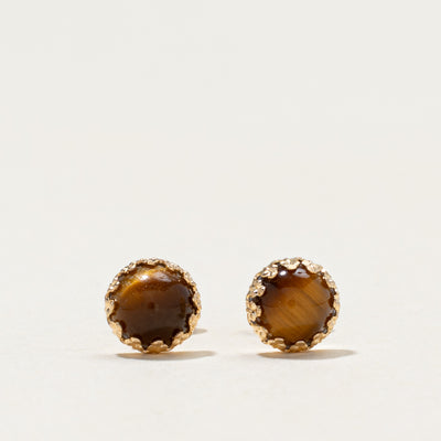 10k Tigers Eye Stud Earrings | 1.00ctw