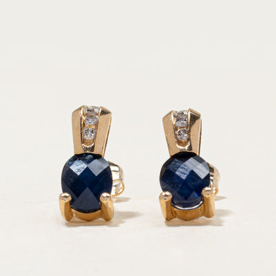 10k Sapphire & Diamond Stud Earrings | 1.60ctw, 0.08ctw