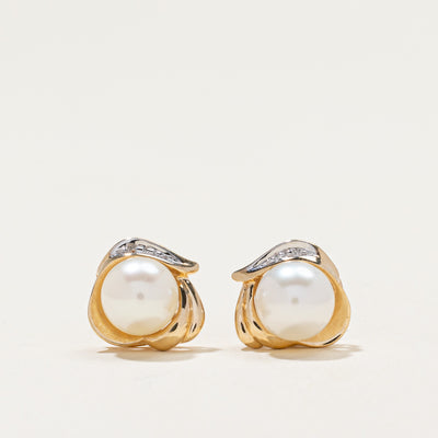 Pearl & Diamond Stud Earrings | 0.004ctw