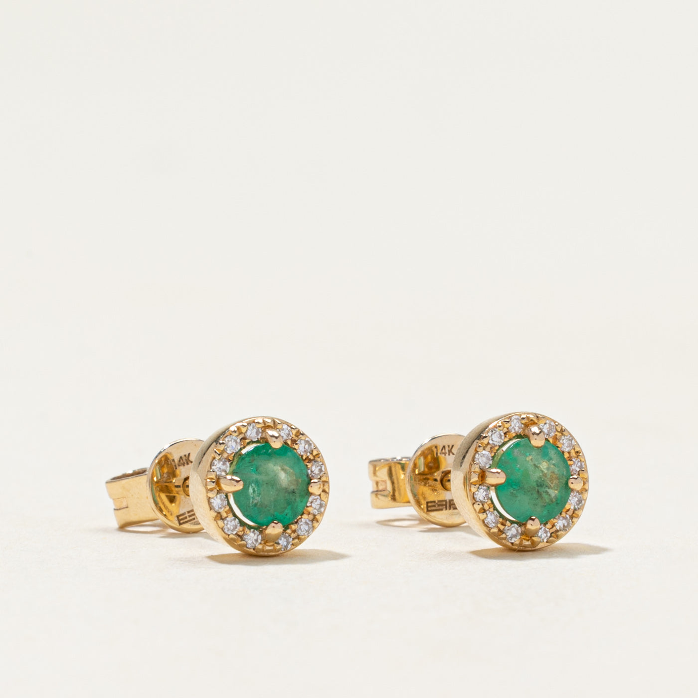 'Effy' 14k Diamond & Emerald Stud Earrings | 0.36ctw, 0.05ctw