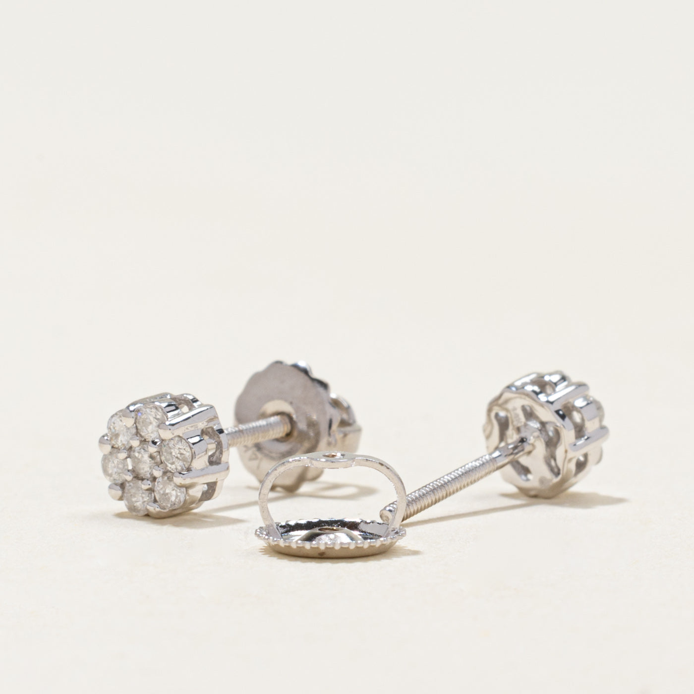 Diamond Round Cluster Stud Earrings | 0.24ctw