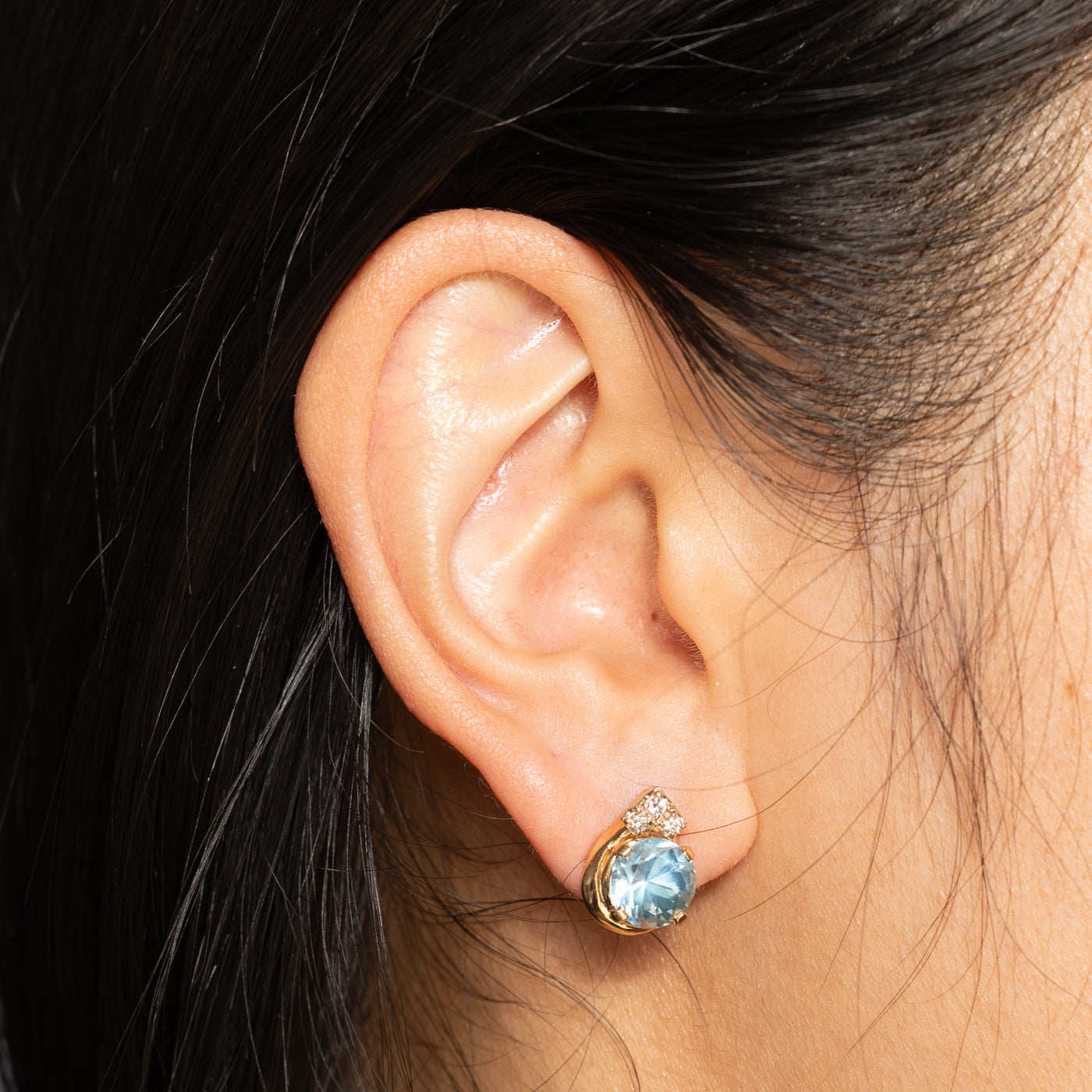 10k Synthetic Spinel & Natural Diamond Stud Earrings | 5.00ctw, 0.13ctw