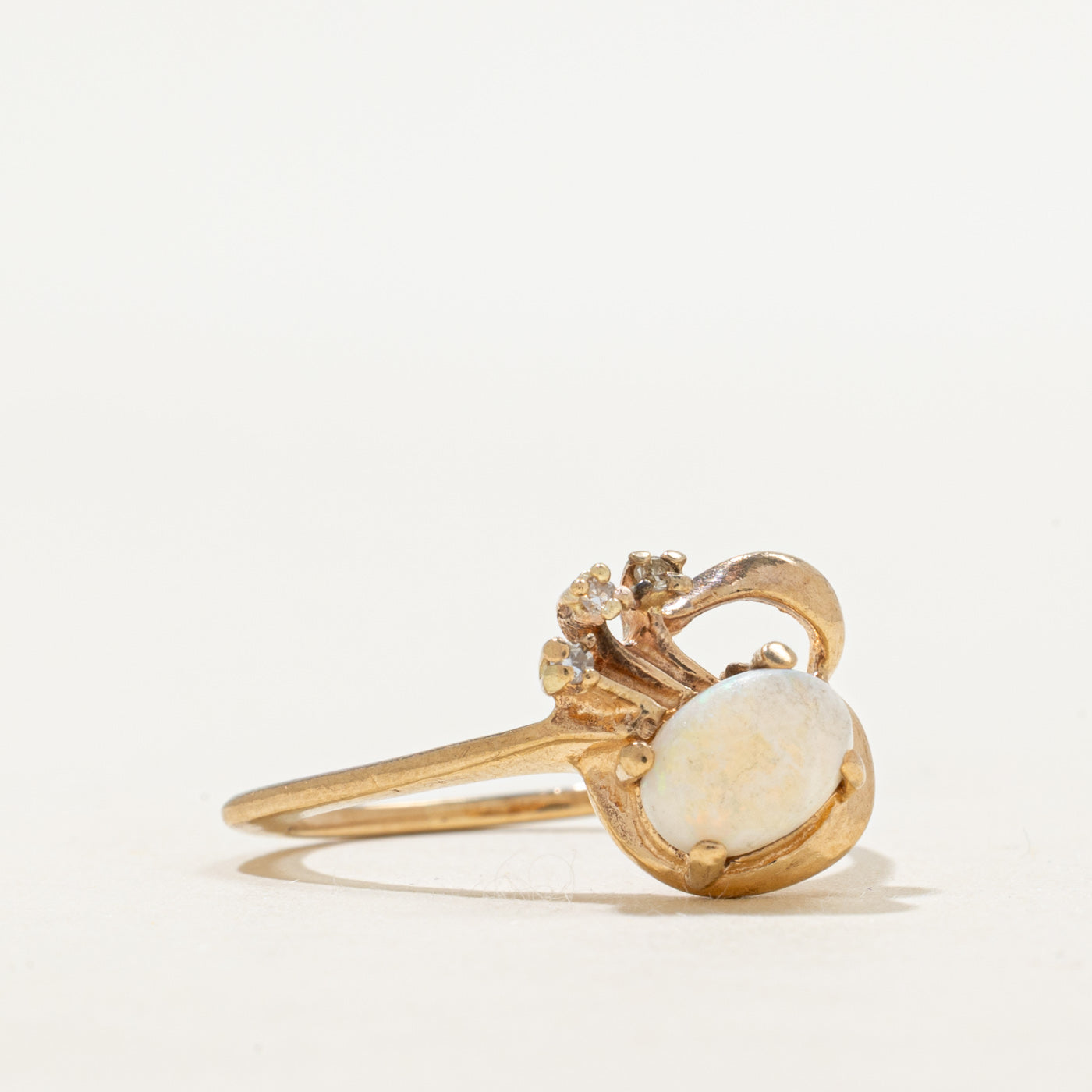 Cabochon Opal & Diamond Abstract Ring | 0.55ct, 0.02ctw | SZ 6.75