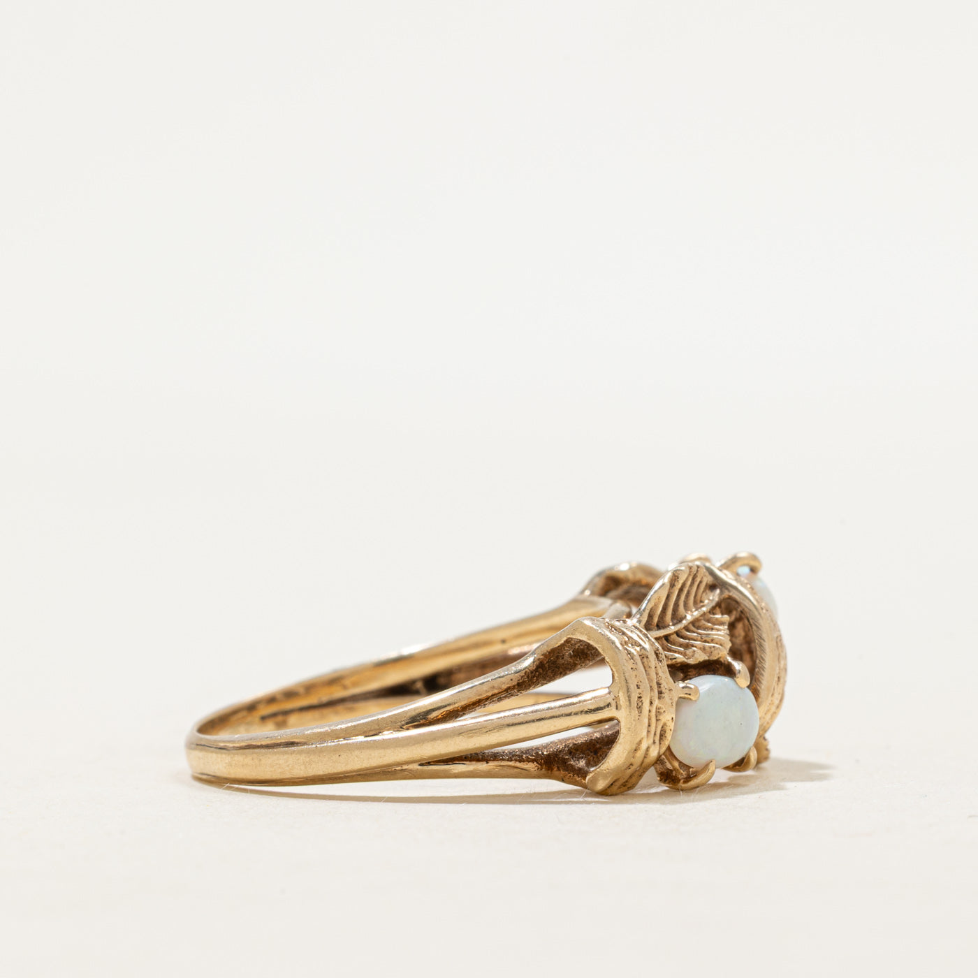 Two Stone Opal Leafy Cocktail Ring | 0.50ctw | SZ 8.75