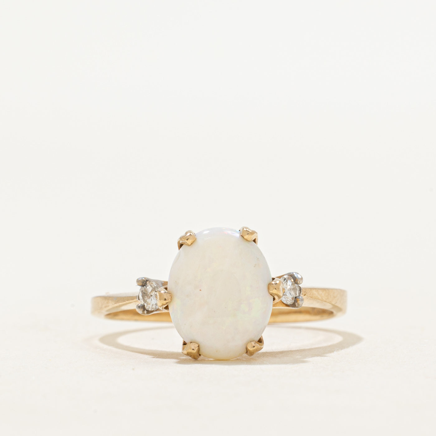 Cabochon Opal & Diamond Accented Ring | 1.15ct, 0.08ctw | SZ 7.5