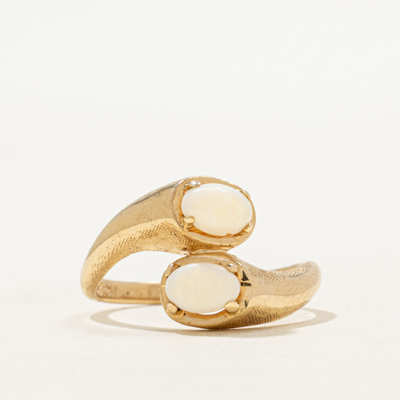 Toi et Moi Opal Textured Bypass Ring | 0.52ctw | SZ 7.5