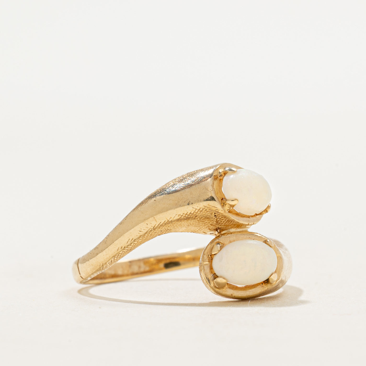 Toi et Moi Opal Textured Bypass Ring | 0.52ctw | SZ 7.5