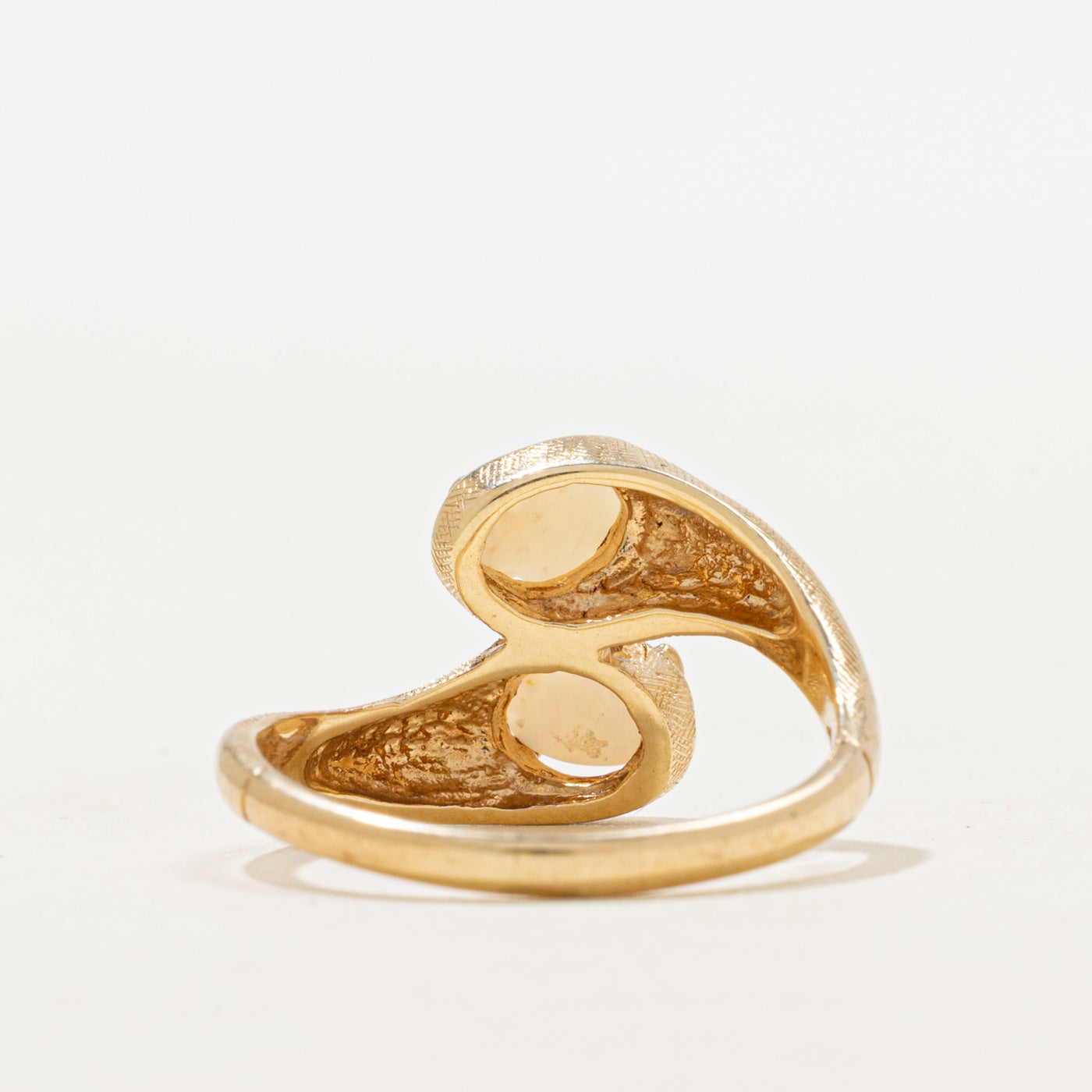 Toi et Moi Opal Textured Bypass Ring | 0.52ctw | SZ 7.5