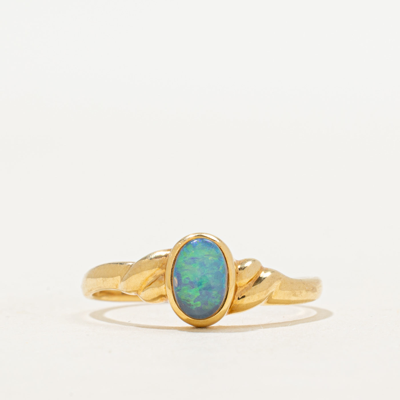 18k Bezel Set Opal Ring | 0.25ct | SZ 6.5