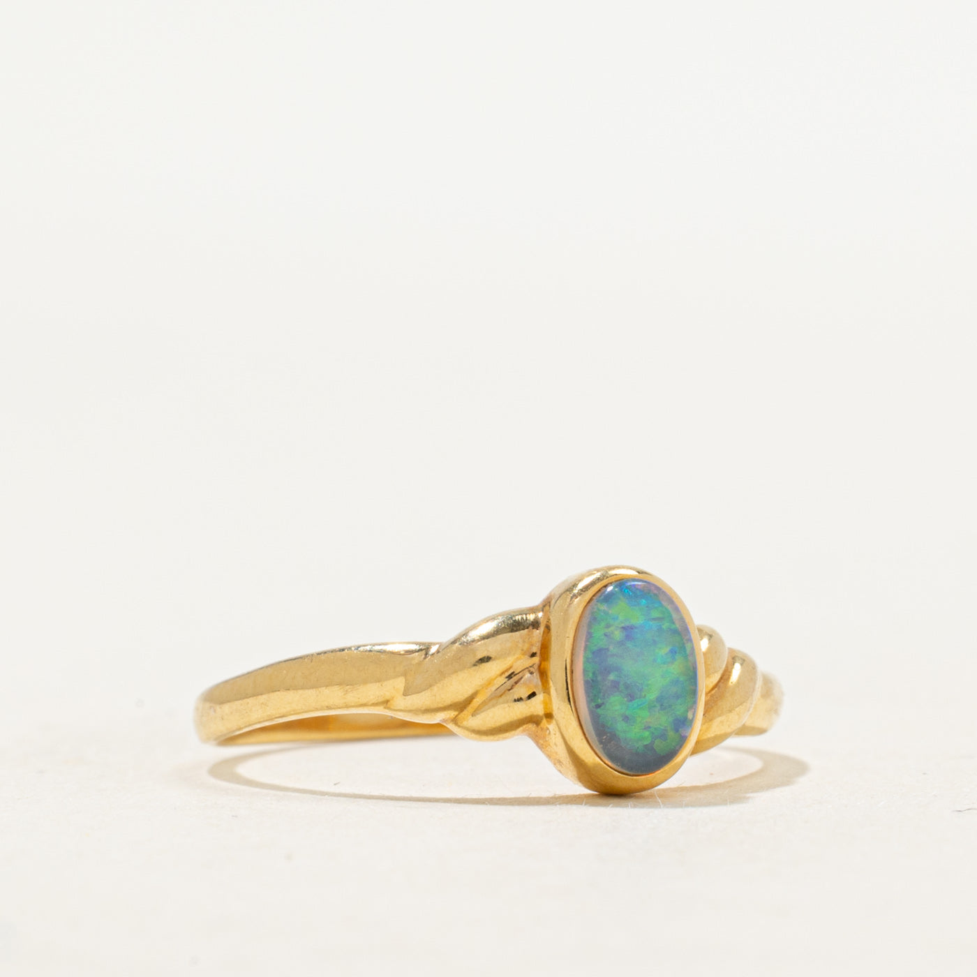 18k Bezel Set Opal Ring | 0.25ct | SZ 6.5