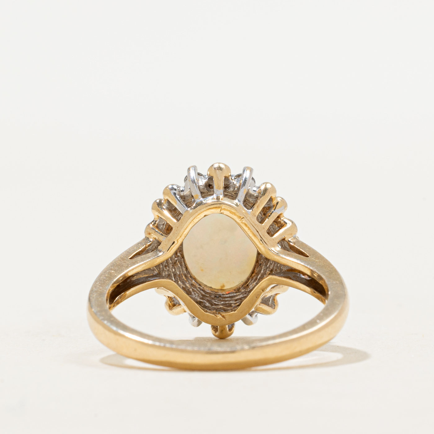 Opal & Diamond Petal Ring | 1.50ct, 0.12ctw | SZ 6.25