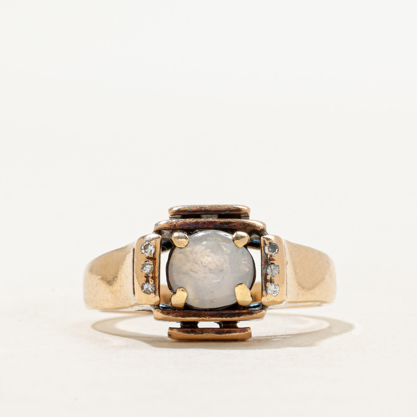 Cabochon Star Sapphire & Diamond Openwork Ring | 1.20ct, 0.03ctw | SZ 5.5