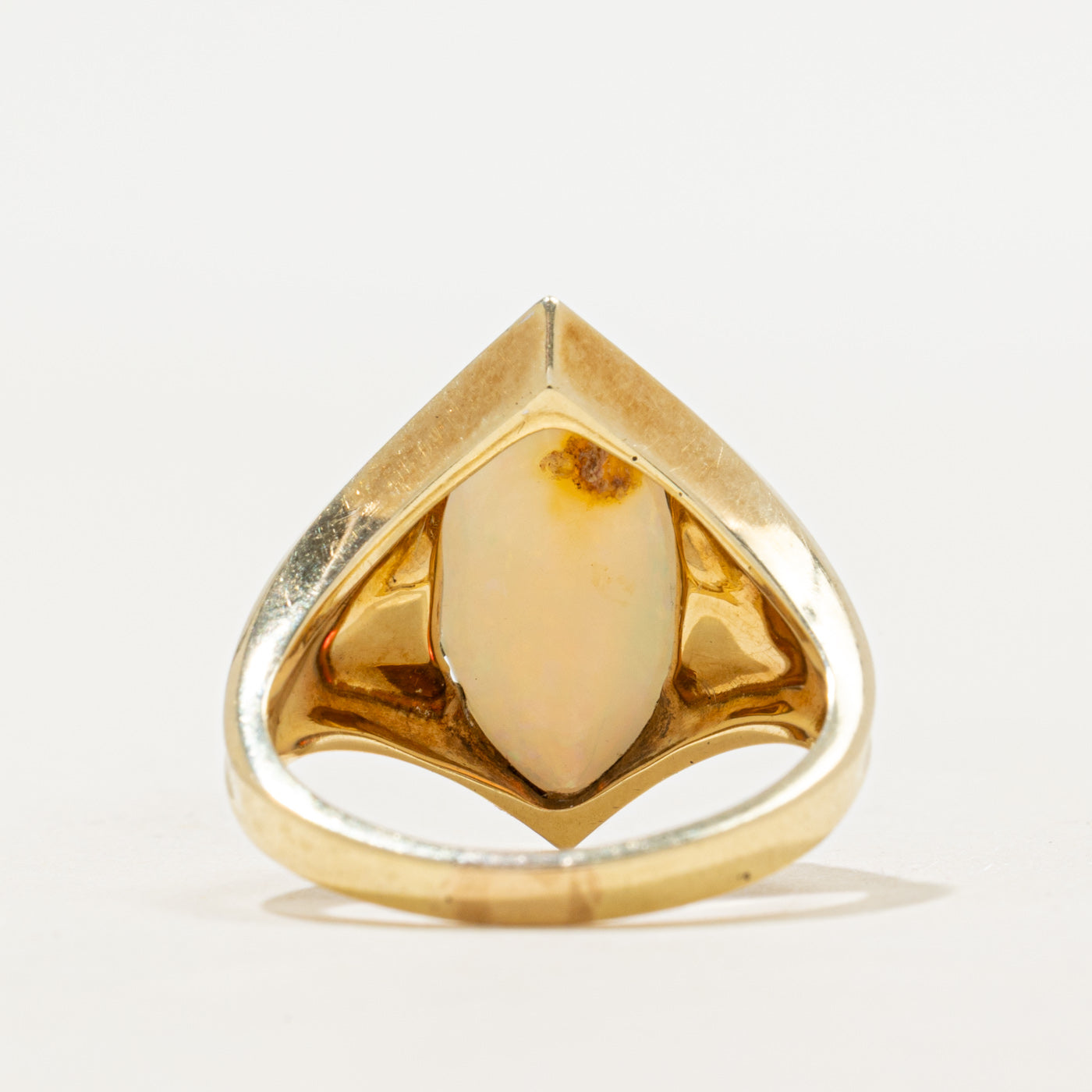 Marquise Cabochon Opal & Diamond Cocktail Ring | 3.50ct, 0.24ctw | SZ 5.5