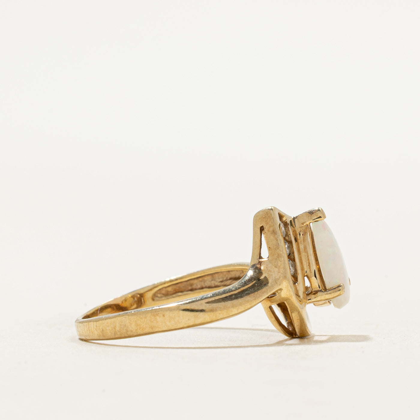 Opal & Diamond Bypass Ring | 0.65ct, 0.06ctw | SZ 8