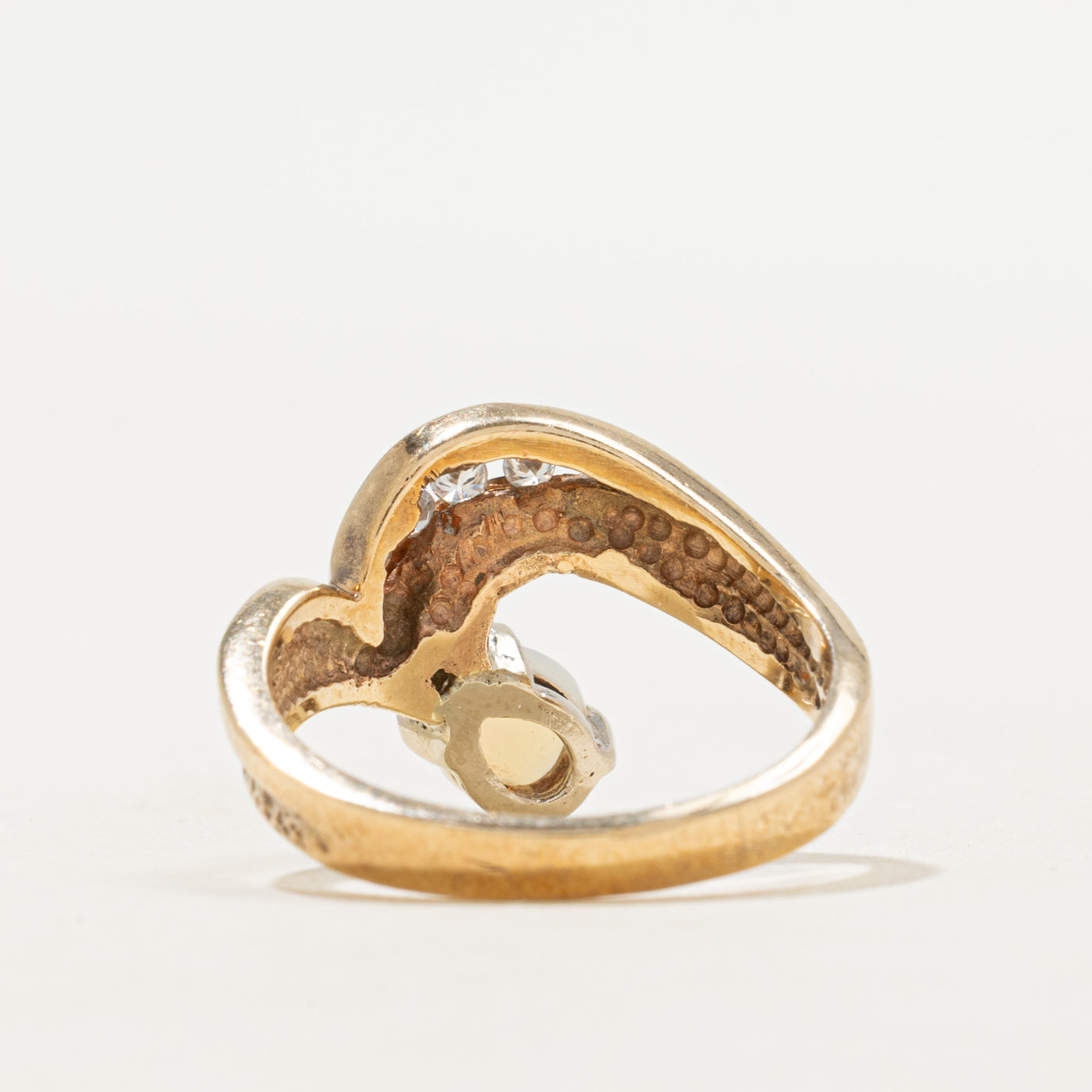 Opal & Diamond Textured Chevron Ring | 0.50ct, 0.06ctw | SZ 6.5