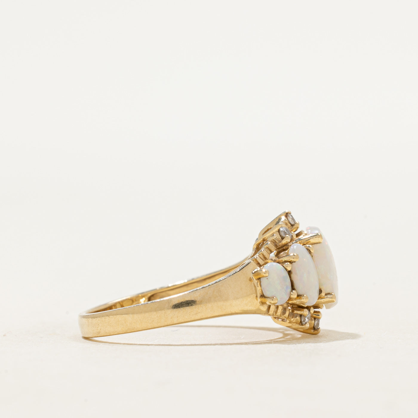 Five Stone Opal & Diamond Ring | 1.18ctw, 0.06ctw | SZ 7