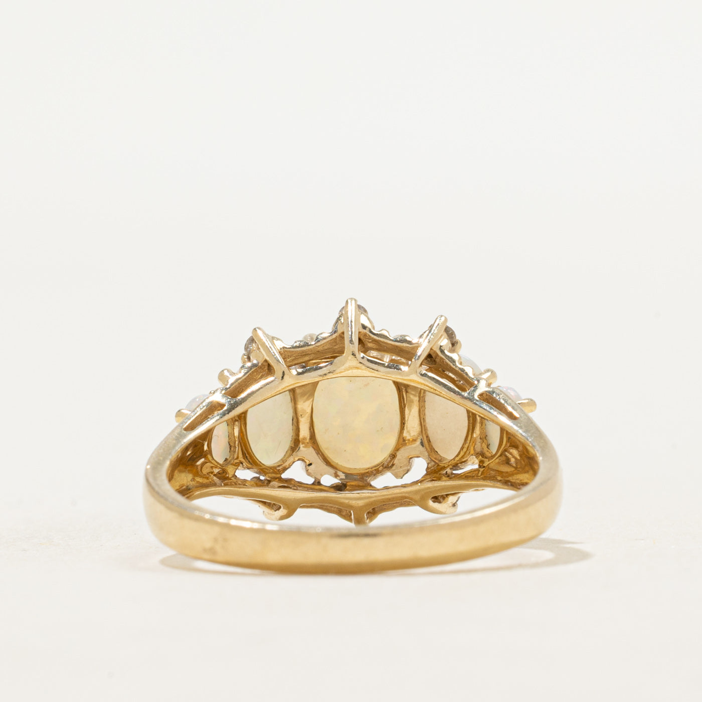 Five Stone Opal & Diamond Ring | 1.18ctw, 0.06ctw | SZ 7