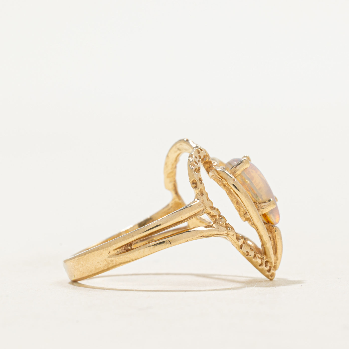 Glass Simulant Opal Open Textured Heart Ring | 0.85ct | SZ 5.5