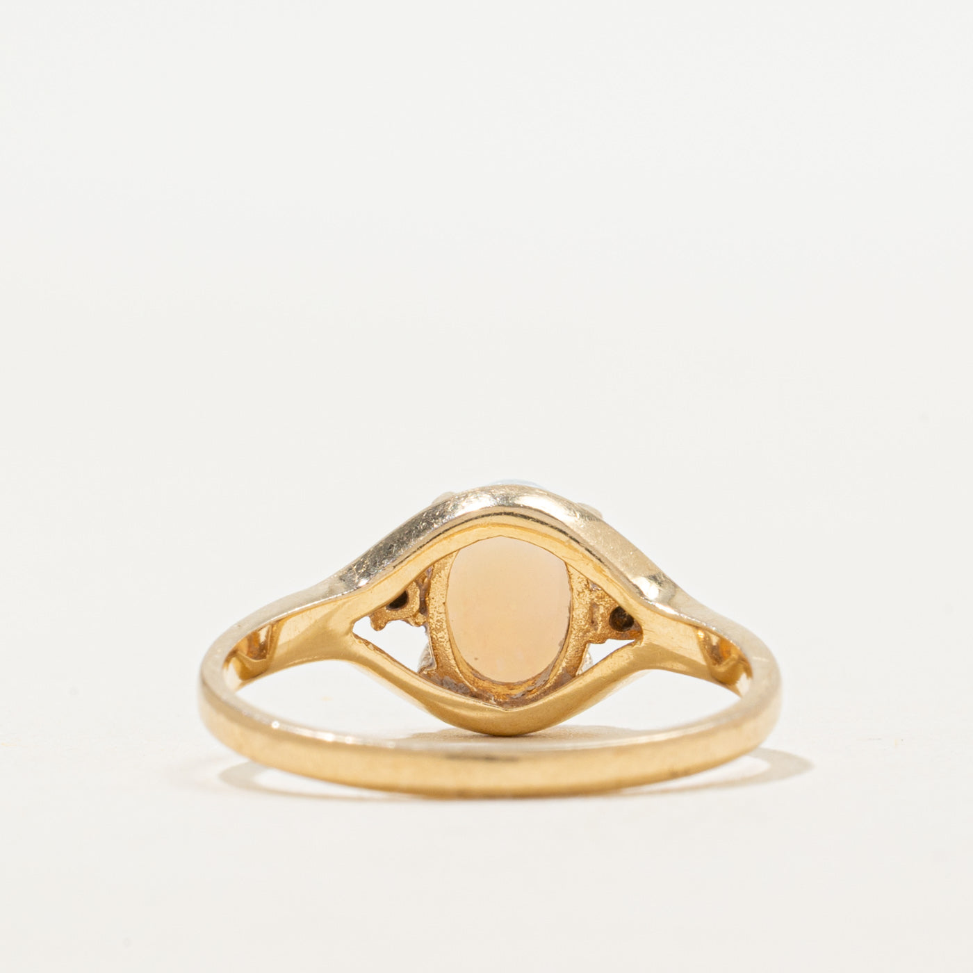 Cabochon Opal & Diamond Tapered Ring | 0.70ct, 0.04ctw | SZ 6.25