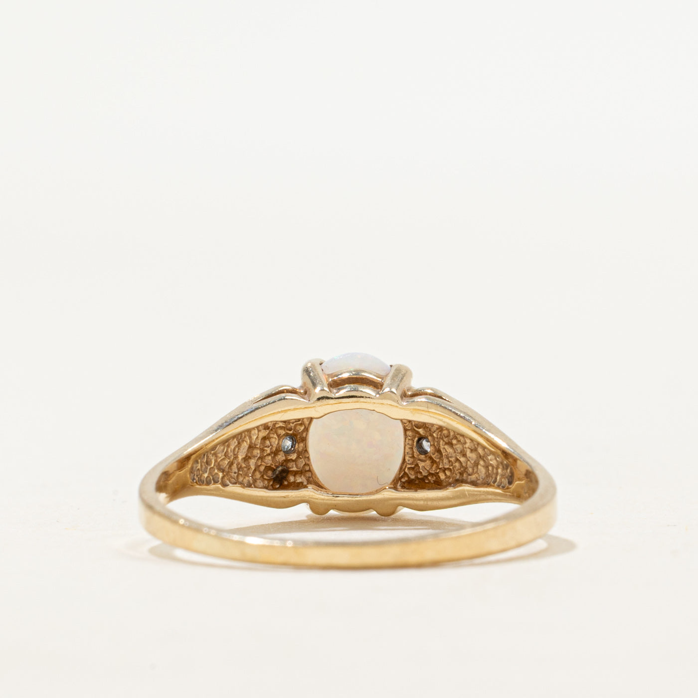 Opal & Diamond Accented Tapered Ring | 0.68ct, 0.02ctw | SZ 8